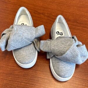 Joshua Sanders Grey Knit Fabric Bow Slip On Sneakers Kids Size 30 (US 12.5)